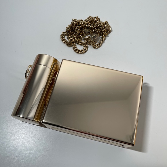 DIOR ROUGE Gold Minaudiere Pouch Clutch Handbag LIMITED EDITION 2021 Christmas - Picture 8 of 10